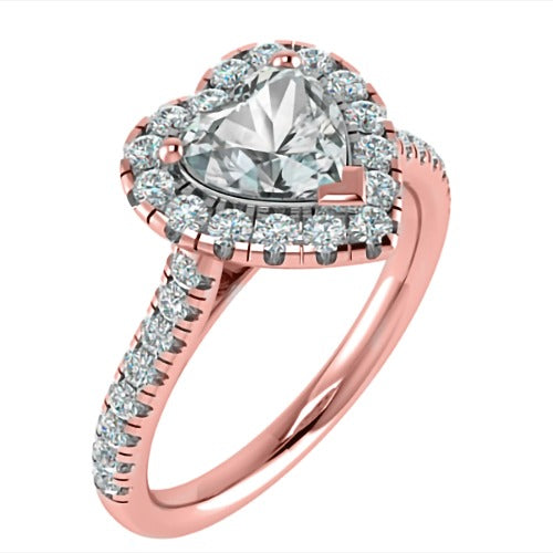 Heart Diamond Single Halo Shoulder Lab Grown Diamond 2